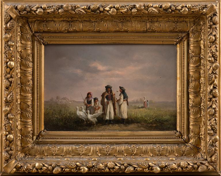 JOSEPH WOLFRAM, (act. 1860-1873), SHEPHERDS ON THE PANNONIAN STEPPE.