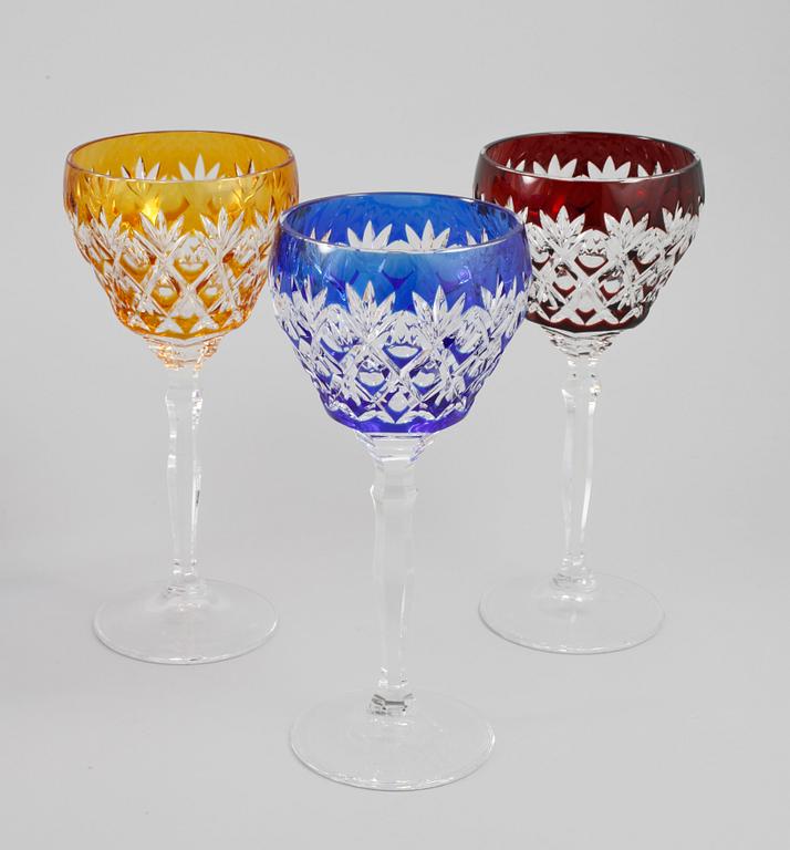 GLAS SAMT KARAFF, 16 delar, Böhmisk typ, 1900-tal.