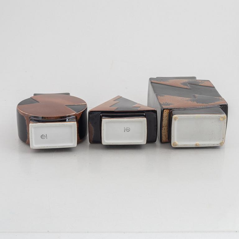Margareta Hennix, a set of three "Flash" stoneware vases, Gustavsberg, 1980s.