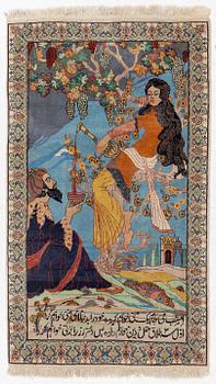 Carpet, Tabriz, figural, 155x92 cm.