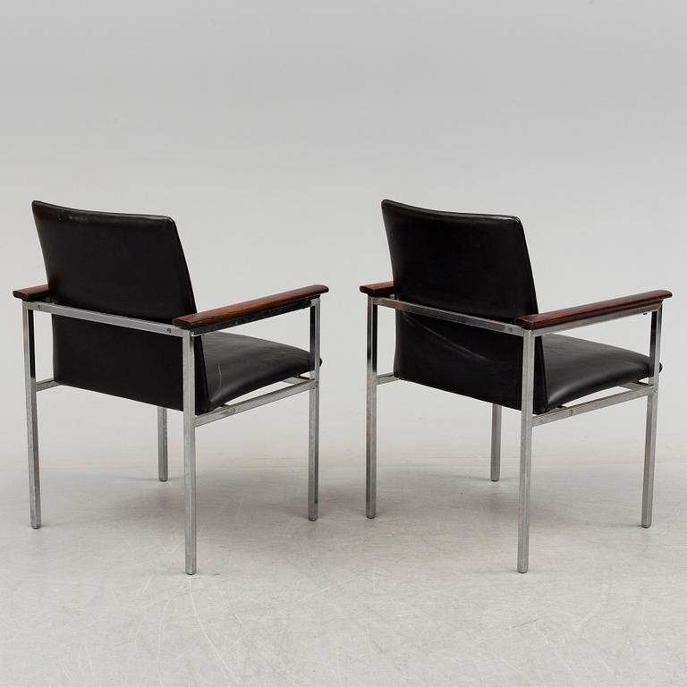 A pair of armchairs, possibly by Sigvard Bernadotte, 1960's.