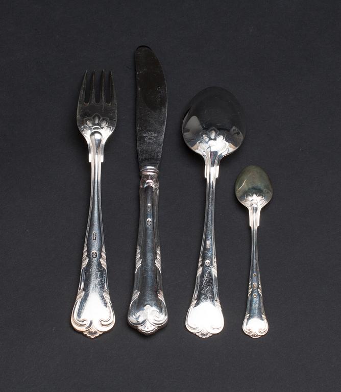 BESTICKUPPSÄTTNING, 6+6+6+6, silver. Köpenhamn. Ca 1050g.
