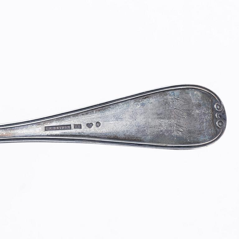 Eight silver spoons, 18th/19th century, including with mark of Jacob Edström, Borås 1796.