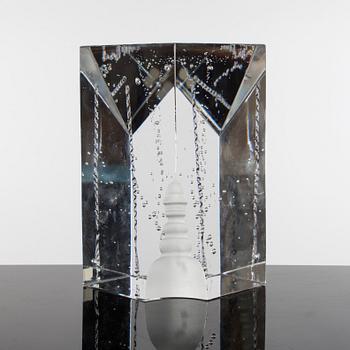 BERTIL VALLIEN, sculpture, glass, signed, Kosta.