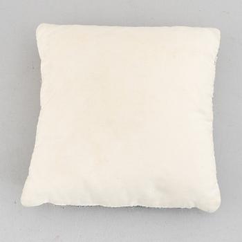 Märta Måås-Fjetterström, a tapestry weave textile/cushion, 'Blomlapp' ('Pingstlilja'), signed AB MMF, Sweden.