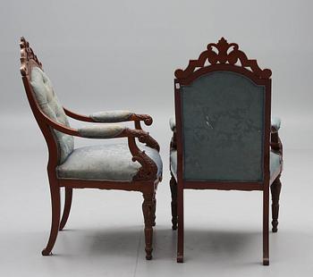 KARMSTOLAR, 4 st, nyrenässans, 1800-talets slut.