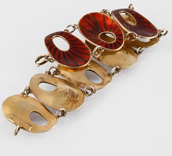 GARNITYR, 2 delar, sterlingsilver samt emalj,Öystein Balle, Stavanger. Vikt 44,2 gram.