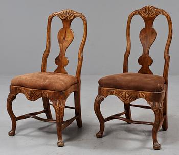 STOLAR, två st, Lindome, rokoko, 1700-talets andra hälft.