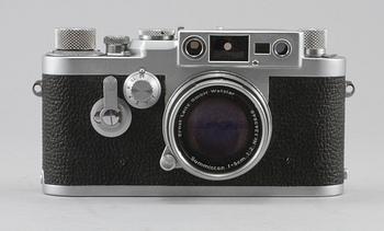 KAMERA med OBJEKTIV, Leica IIIg, nr 828713, Ernst Leitz, GMBH Wetzlar, Tyskland 1900-talets mitt.