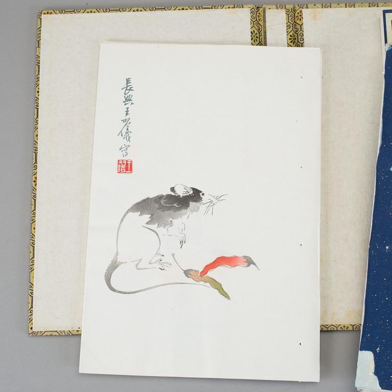 BOK, med träsnitt, Kina. Utgivna av Rong Bao Zhai Beijing 1950-tal.