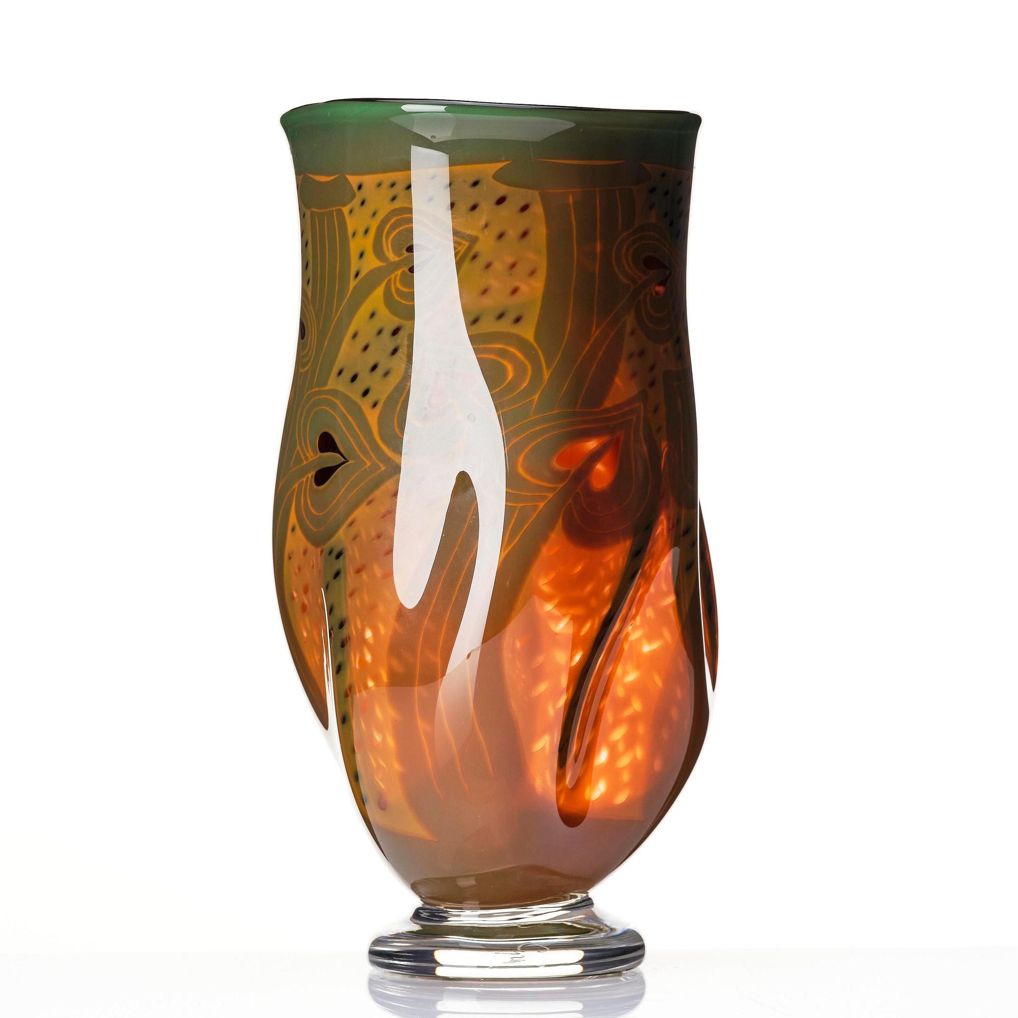 Gunnar Cyrén, a graal glass vase, Orrefors, Sweden, 1989.