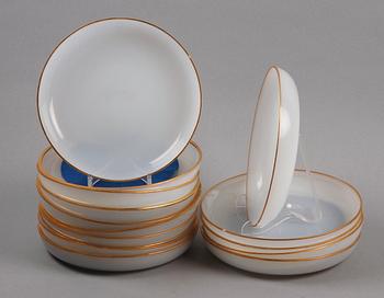 ASSIETTER, 15 st, flussglas, 1800-tal.