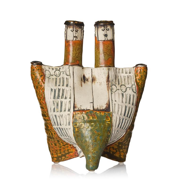 Bengt Berglund, astoneware sculpture of a figure with two heads, Gustavsberg, 1960s.