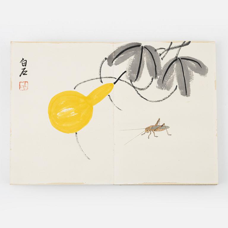Book with 11 woodcuts, signed Qi Baishi, mid 20th century.