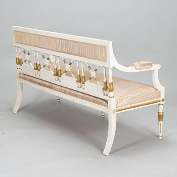 A late Gustavian style sofa and four chairs, early 20th century.