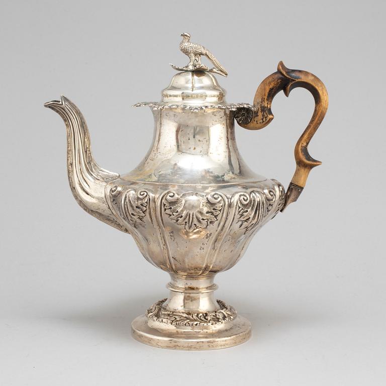 A Swedish 19th century silver coffee-pot, mark of Abraham Edborg, Jonkoping 1845.