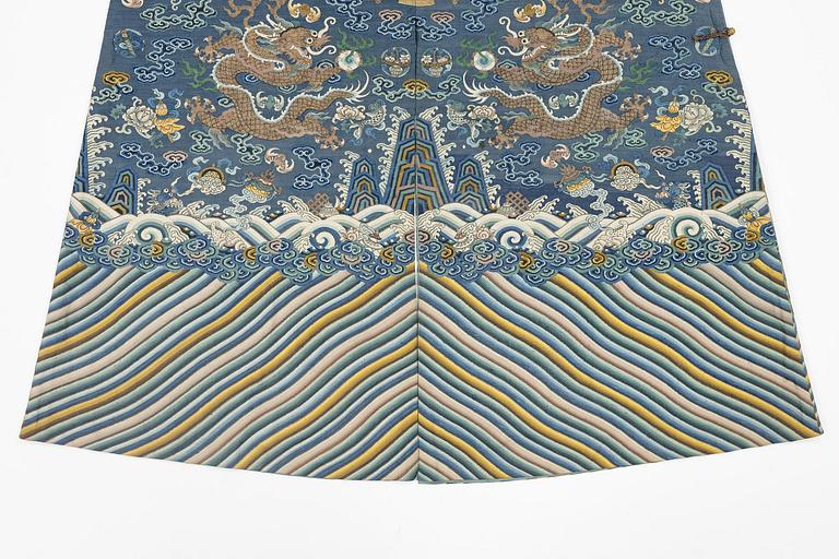 An imperial blue kesi summer robe, Jifu, Qing dynasty, 1830's.