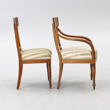 Chairs, 10 + 2 pcs, Empire. 19th century.