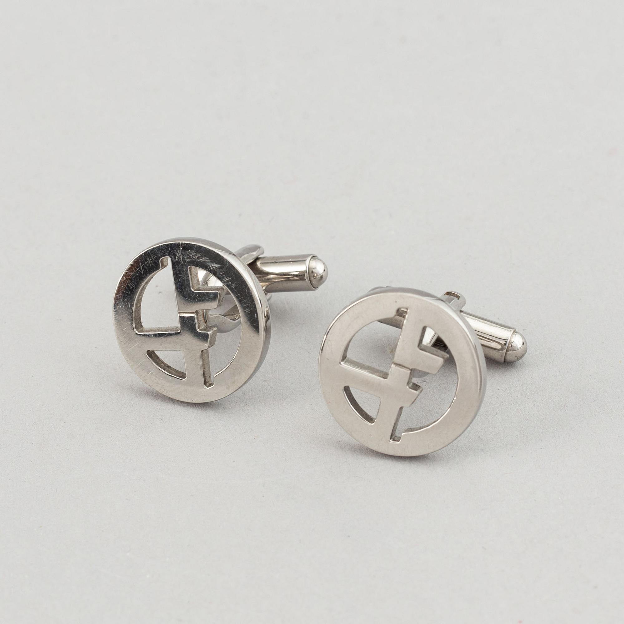 アクセサリーその他 GIORGIO ARMANI SILVER CUFFLINKS Silver cufflinks with logo | Giorgio Armani