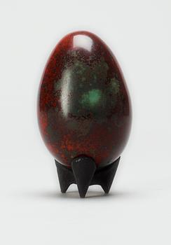 A Hans Hedberg faience egg, Biot, France.