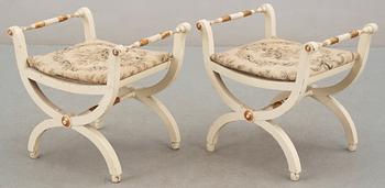 A pair of late Gustavian early 19th century stools.