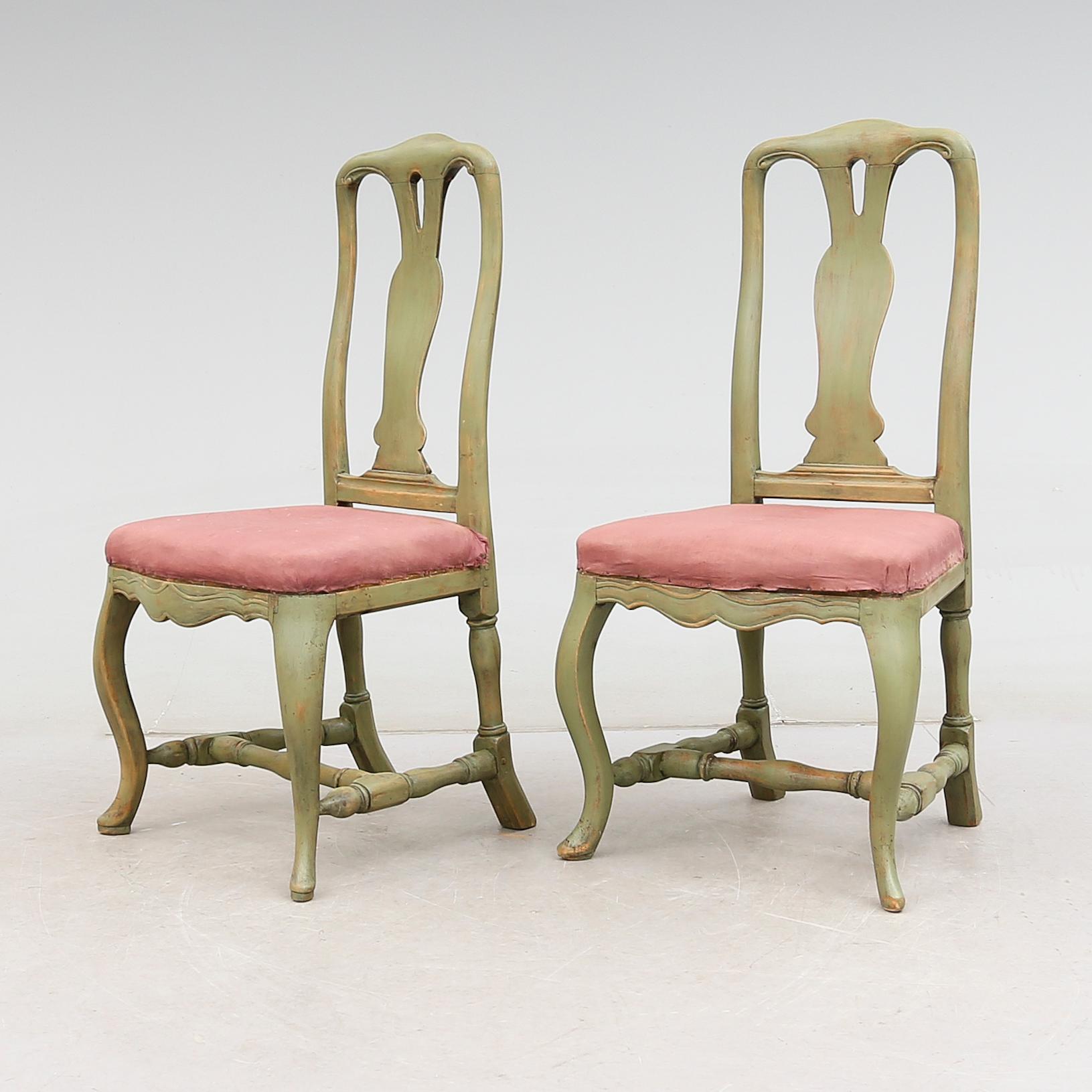 STOLAR, 1 par, Stockholmsarbeten, rokoko, 1700-talets andra hälft.
