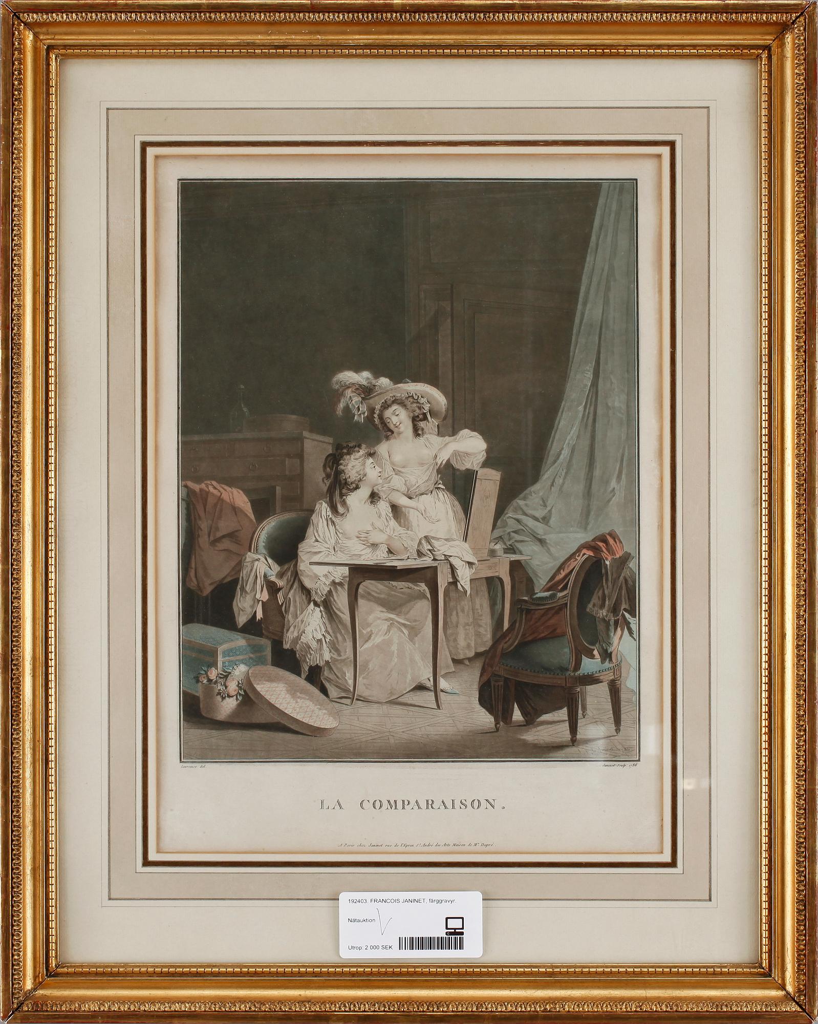 FRANCOIS JANINET, färggravyr.