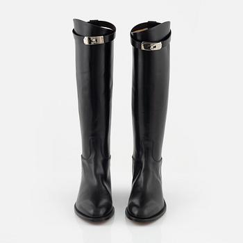 Hermès, a pair of black 'Jumping leather riding boots', size 37½.
