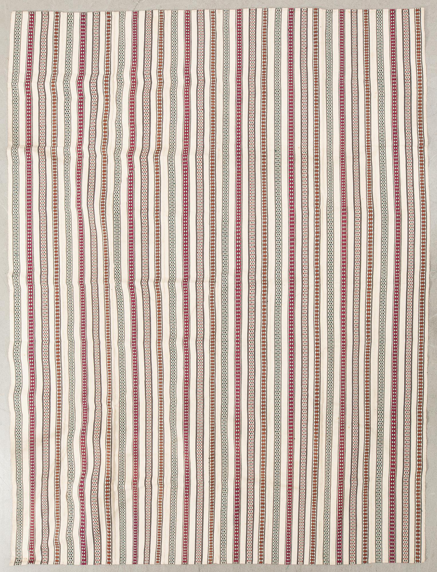 Fabric Masoleh/Gilan Jajim semi-antique/antique eight joined panels approximately 223x156 cm.