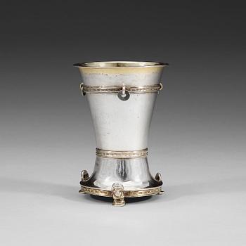 511. A Swedish 18th century parcel-gilt beaker, marks of Lorens Stabeus, Stockholm 1752.