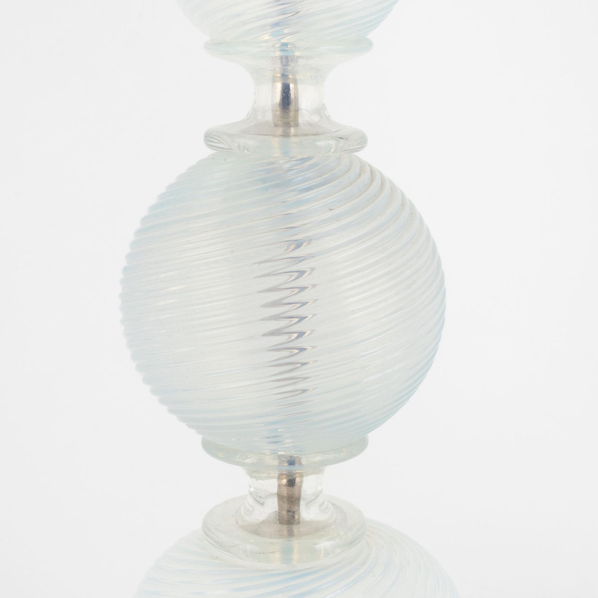 Table lamps, a pair, glass, probably Murano.
