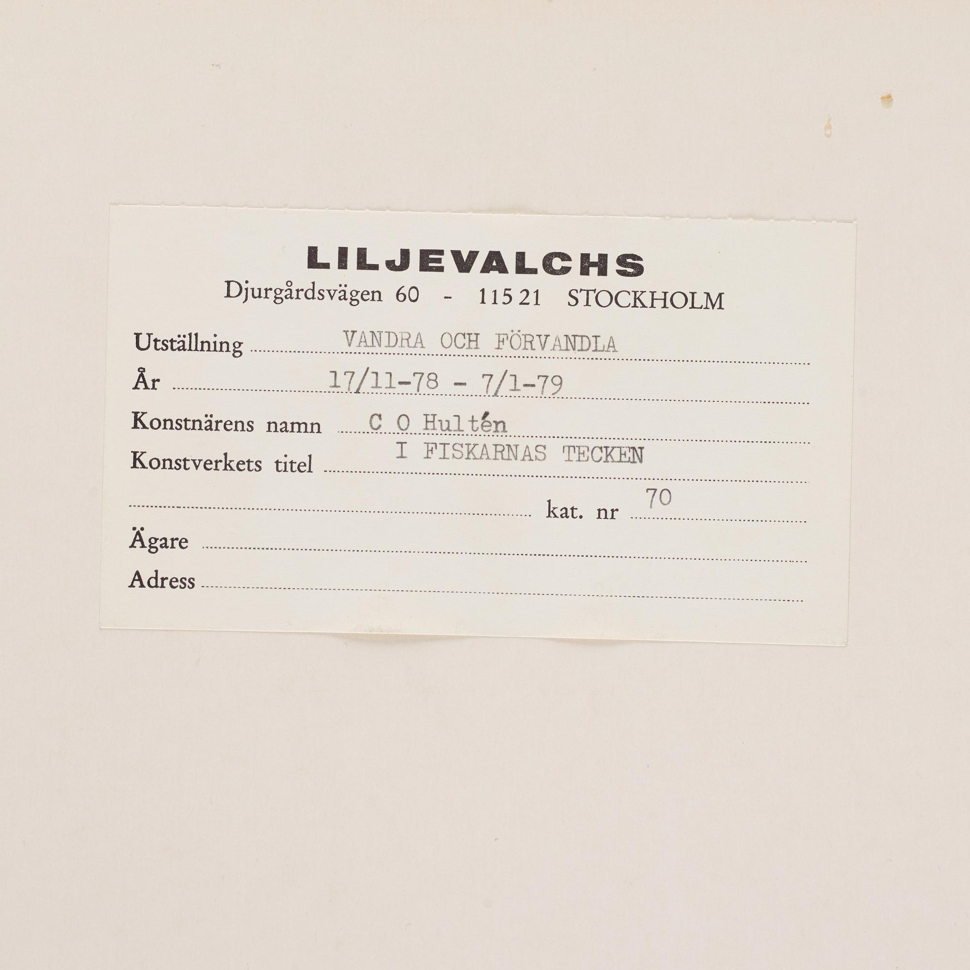 CO Hultén, blandteknik, signerad och utförd 1948.