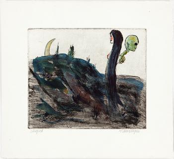 HANS WIGERT, Watercolour on drypoint etching signed Hans Wigert.