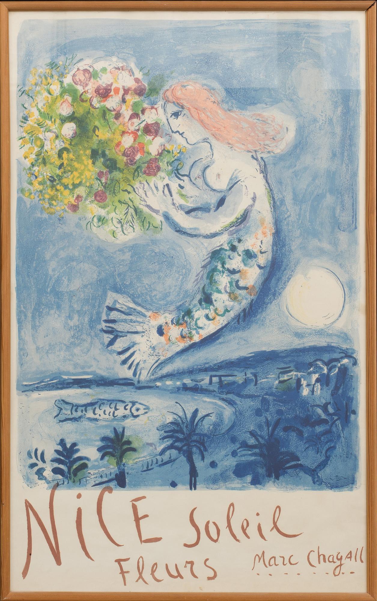MARC CHAGALL, graphic Mourlot, Paris. 1962. "La Baie des Anges" (Nice Soleil Fleurs).