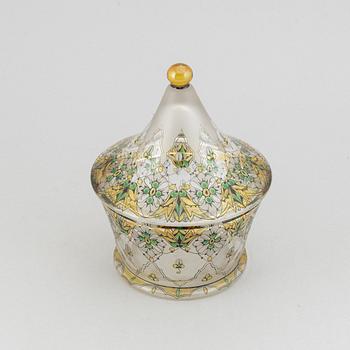 An Art Nouveau lidded glass bowl, Steinschönau, 1910's/20's.