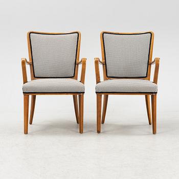 ASKI, AB Svenska Kontorsmöbelindustrier, a pair of beech armchairs, Bodafors, 1940's/50's.