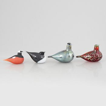 Oiva Toikka, glasfåglar, 4 st, Nuutajärvi Notsjö, Finland.