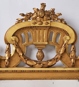 A Gustavian giltwood mirror, Stockholm, late 18th century.
