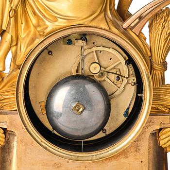 A French Empire mantle clock, early 19th century.