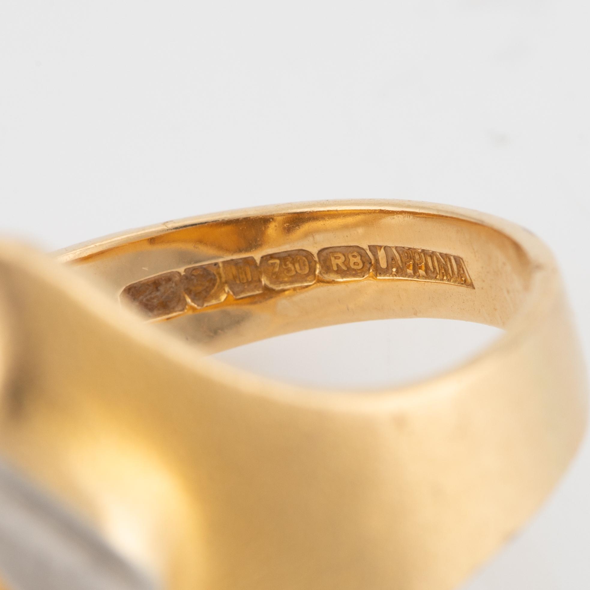 Björn Weckström, Ring "Geisir", 18K guld och platina. Lapponia 1979.