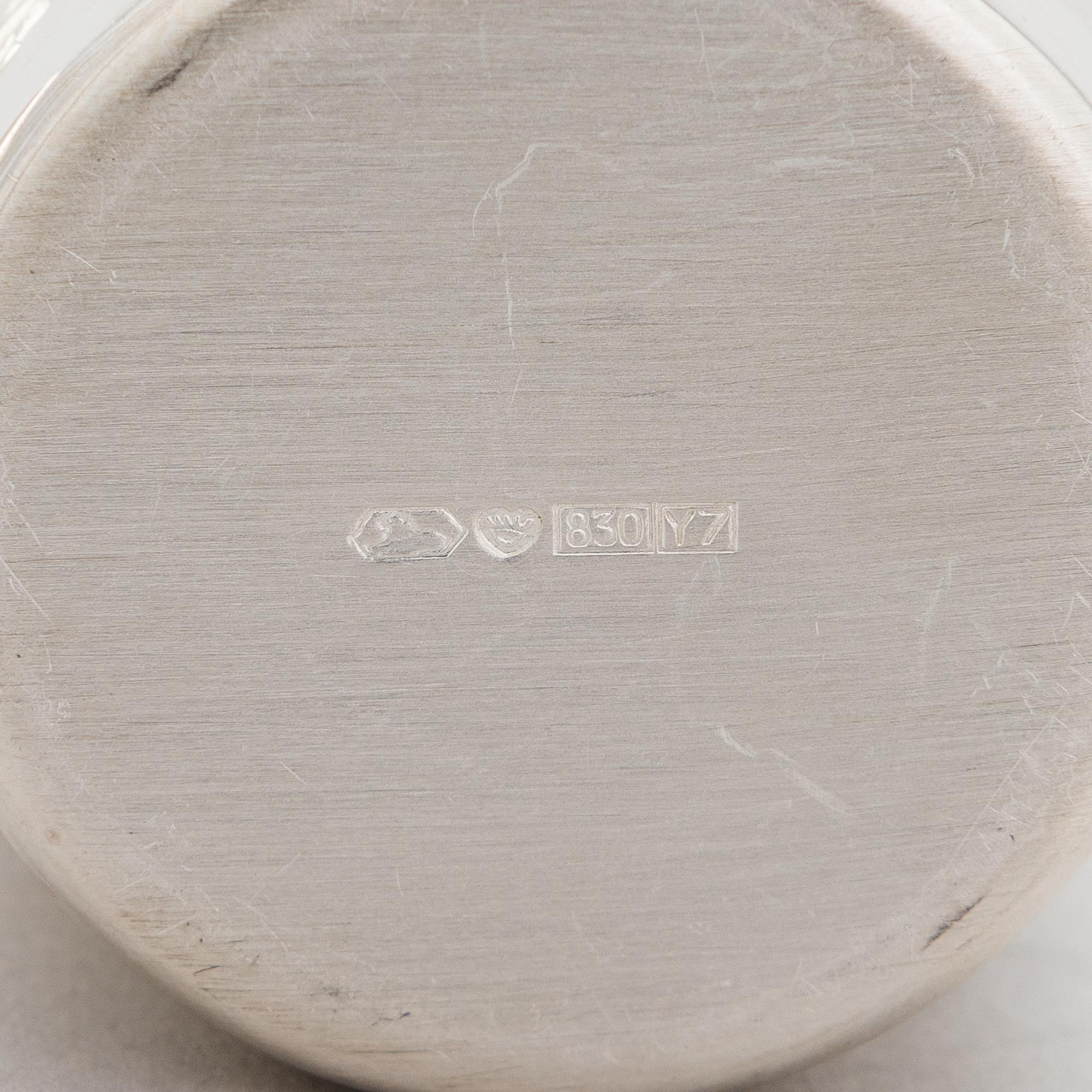 A set of six silver beakers, Kultakeskus, Hämeenlinna, Finland 1976.