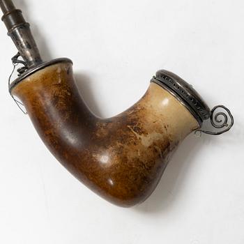 Cup and pipe, silver, one with mark of Claes Christian Carlén, Borås 1854.