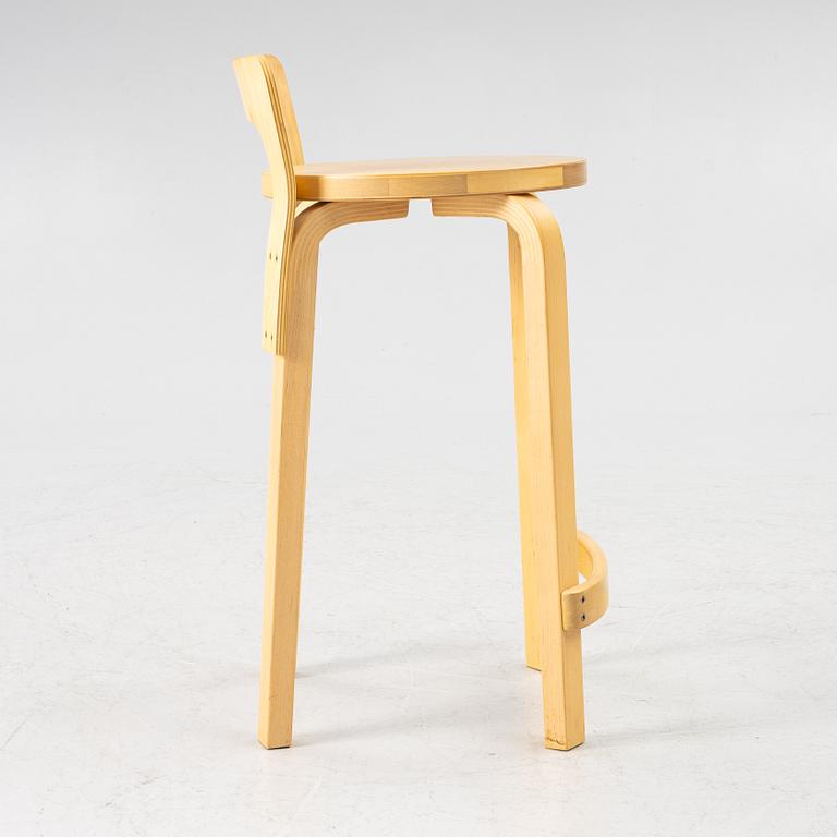 Alvar Aalto, bar stool, K65, Artek, Finland, contemporary production.