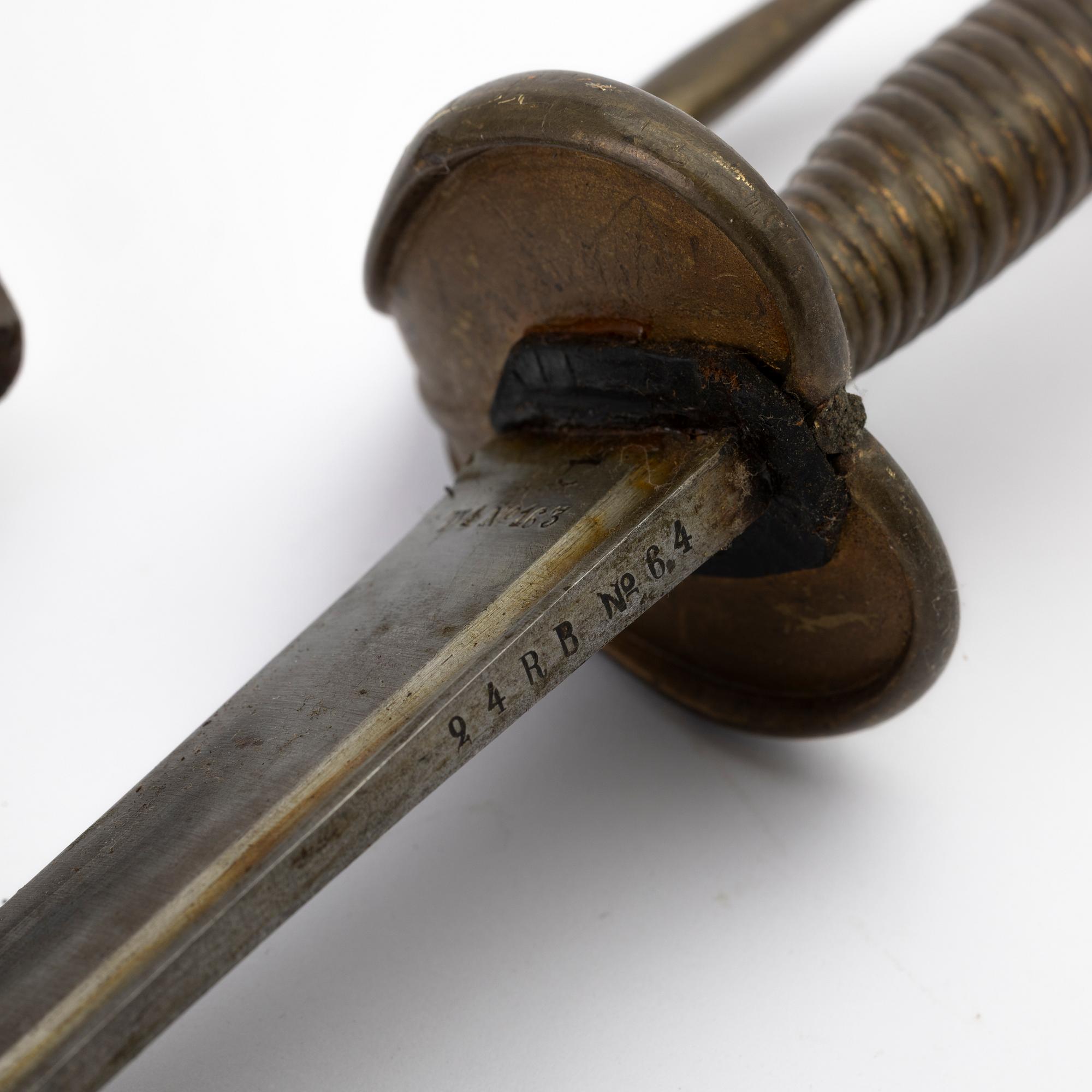 Sabres, 2, cavalry sabre and cutlass, Sweden, 19th century.