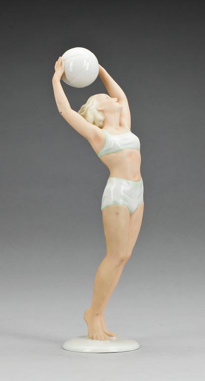 FIGURIN, porslin, art deco, Schaubach Kunst, Tyskland, 1930-tal.