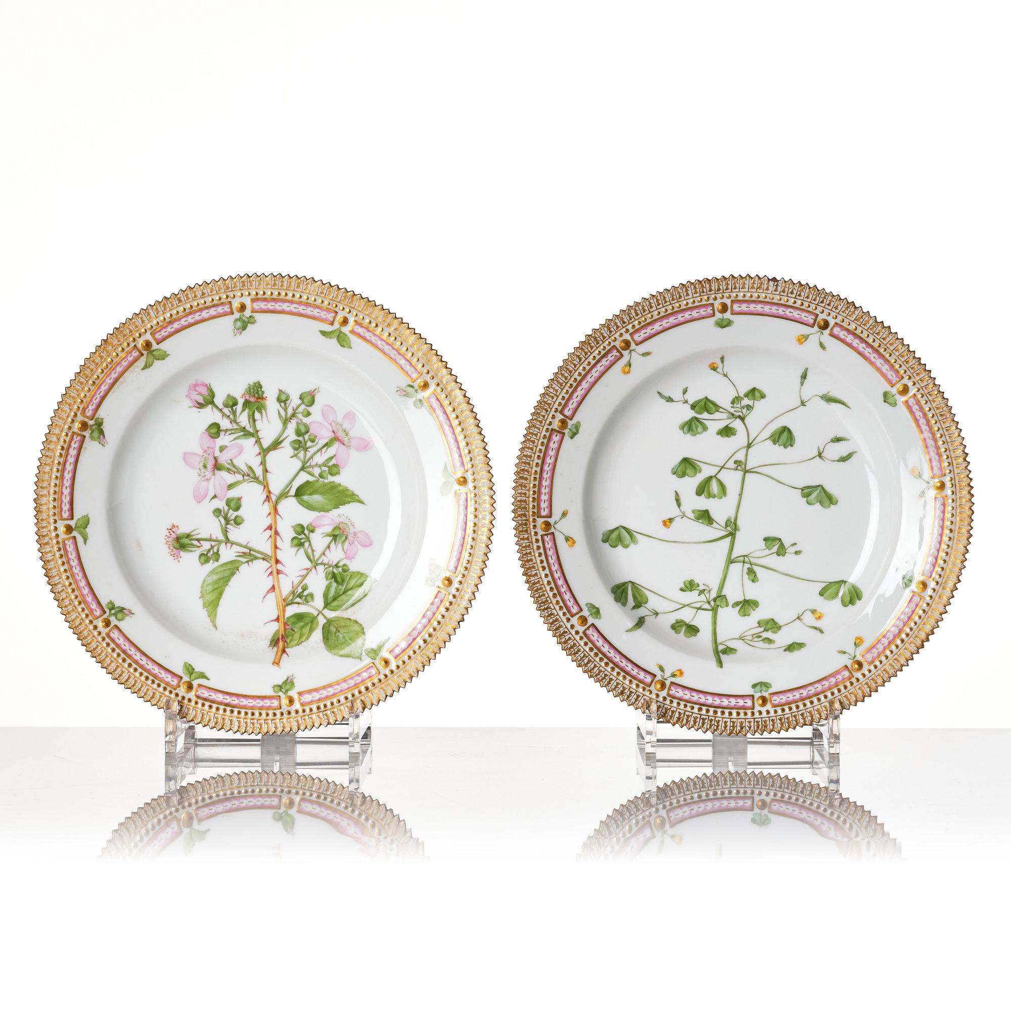 A set of nine Royal Copenhagen 'Flora Danica' dishes, Denmark, 20th Century.