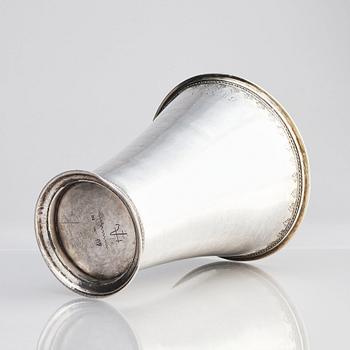 A Swedish 18th century silver beaker, marks of Bengt Biörn, Västerås 1745.