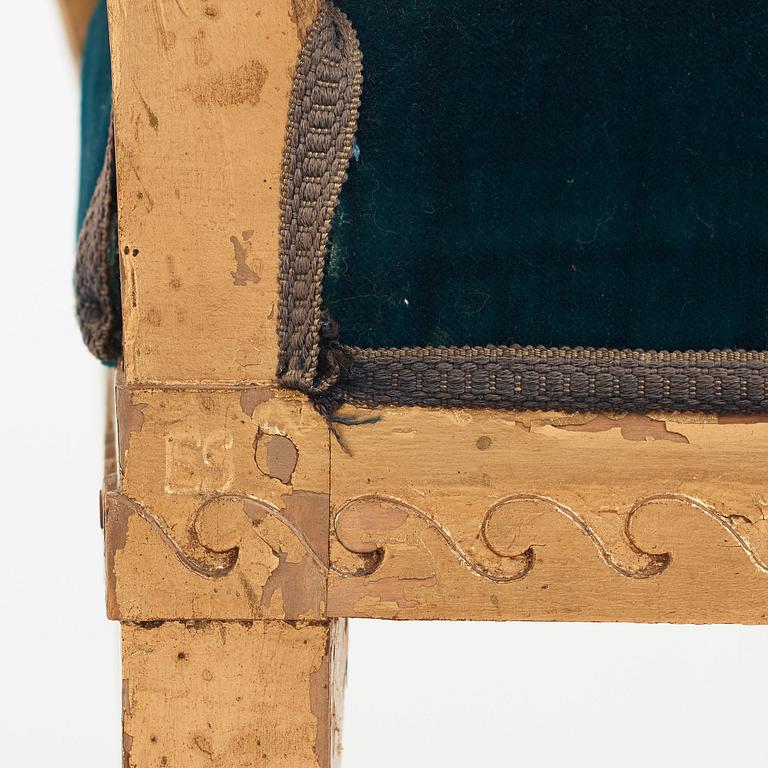 A pair of late Gustavian armchairs by Ephraim Ståhl (master in Stockholm 1794-1820).