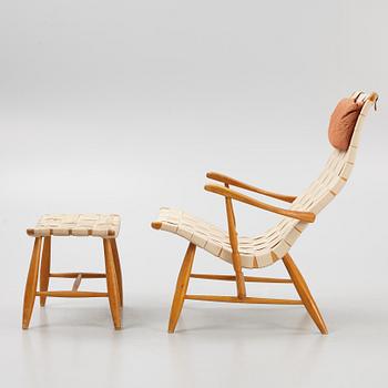 Armchair with footstool, "Anders", Yngve Ekström, second half of the 20th century.