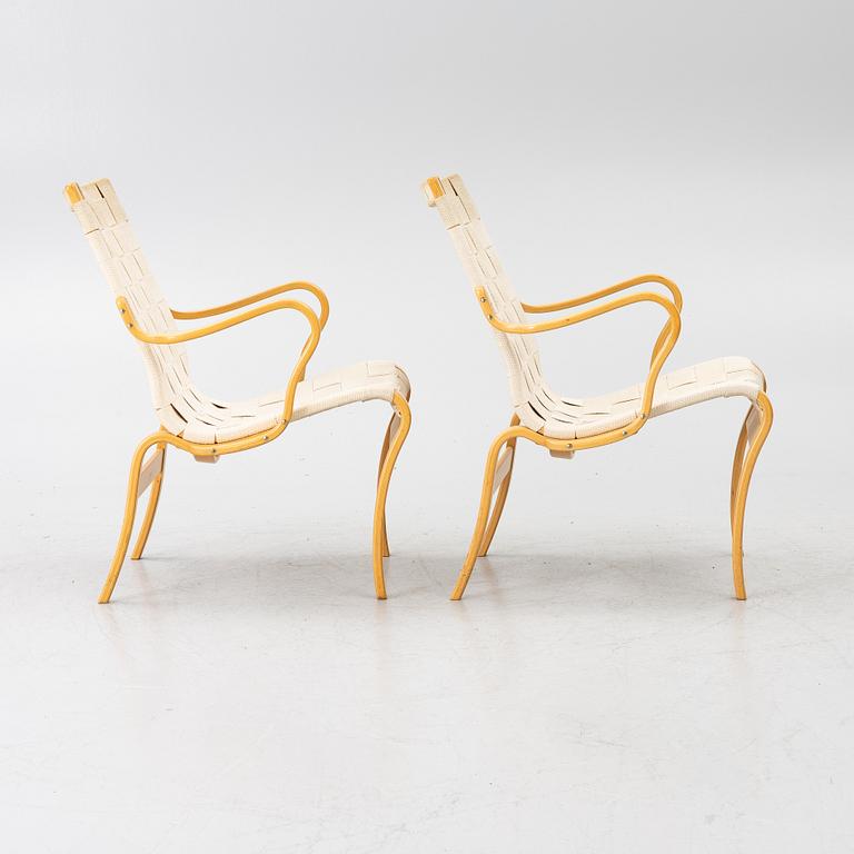Bruno Mathsson, Armchairs, a pair, "Mina", Mathsson International AB, Värnamo, 1993 & 1996.